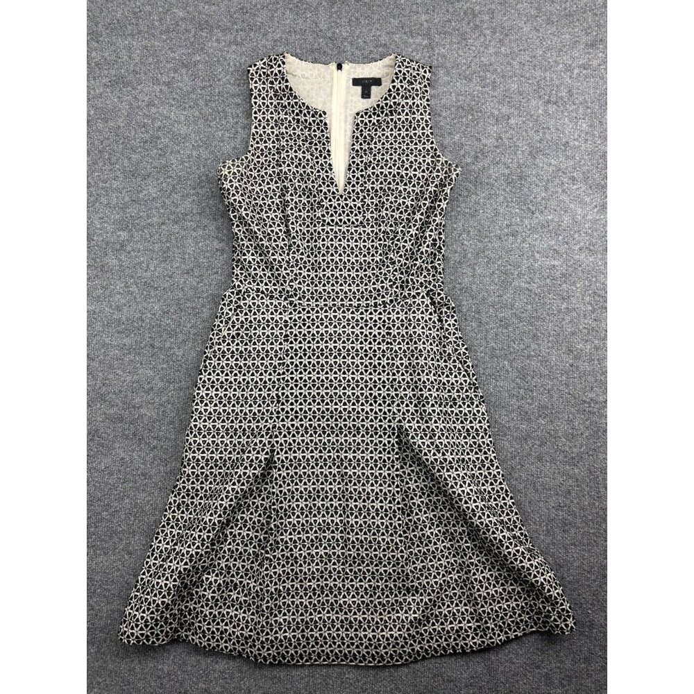 J. Crew Factory Black and White Geometric Sleeveless Mini Dress